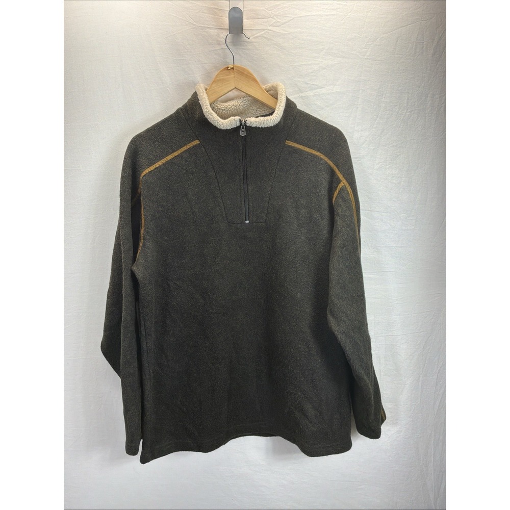KUHL ALSKA Womens Sz L Dk Gray Fleece Sherpa Trim 1/4 Zip Pullover Hiking Camp